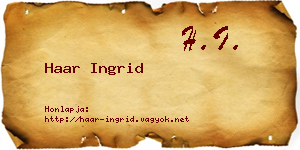 Haar Ingrid névjegykártya